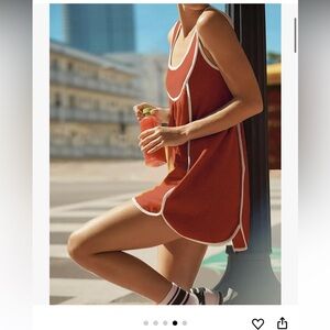 Brick Red lose sundress athletic mini dress with White Trim